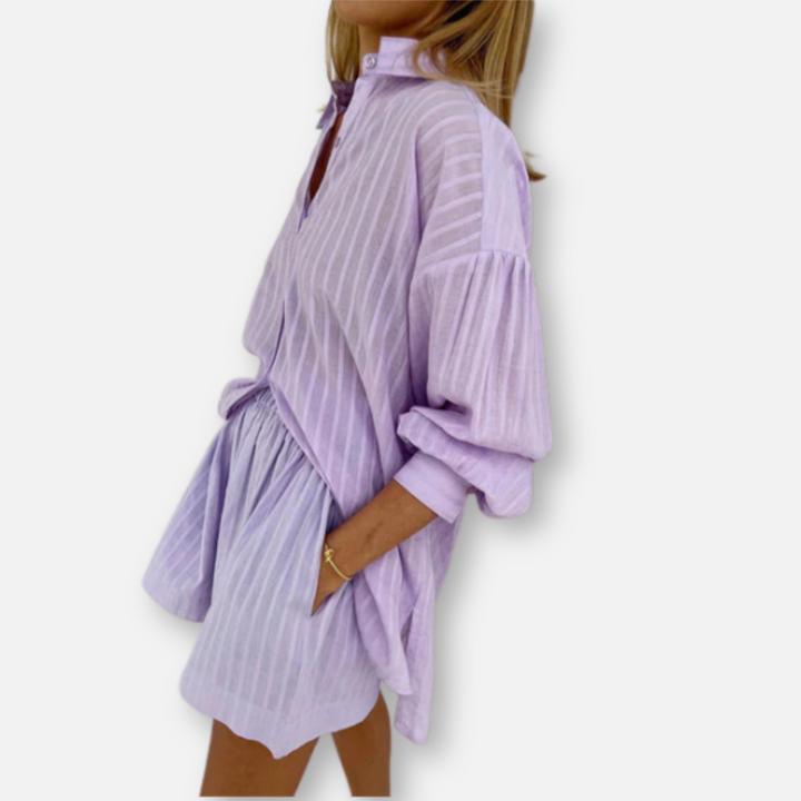 Arvae™ Viola | Breezy button-up and shorts set